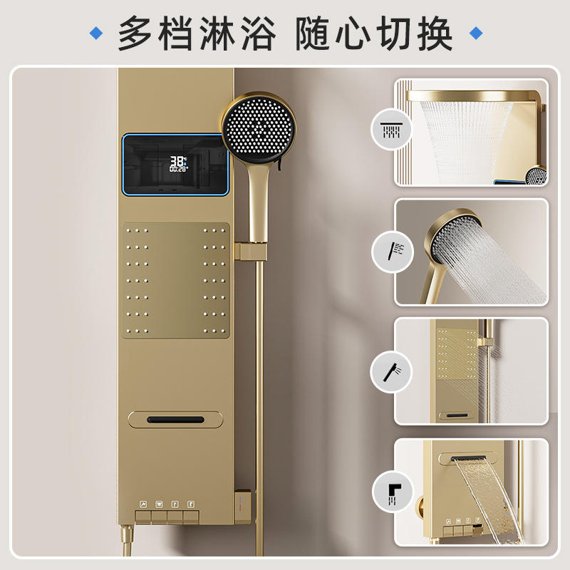 Smart Home Controller - หน้าจอแสดงผลดิจิตอลอัจฉริยะสีเทาสเปซ พร้อมระบบควบคุมอุณหภูมิ ติดตั้งด้านหลังสำหรับฝักบัวอาบน้ำ - ชุดฝักบัวอาบน้ำสำหรับห้องน้ำในบ้าน