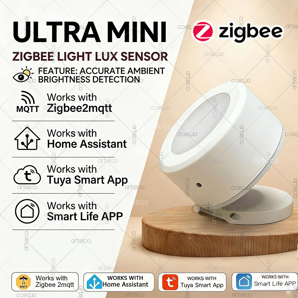 Smart Home Villa - อัลตร้ามินิ ซิกบีเซ็นเซอร์ตรวจจับแสง เครื่องตรวจจับความสว่าง ลักซ์ การตรวจสอบความสว่าง ระบบอัตโนมัติในบ้านอัจฉริยะ