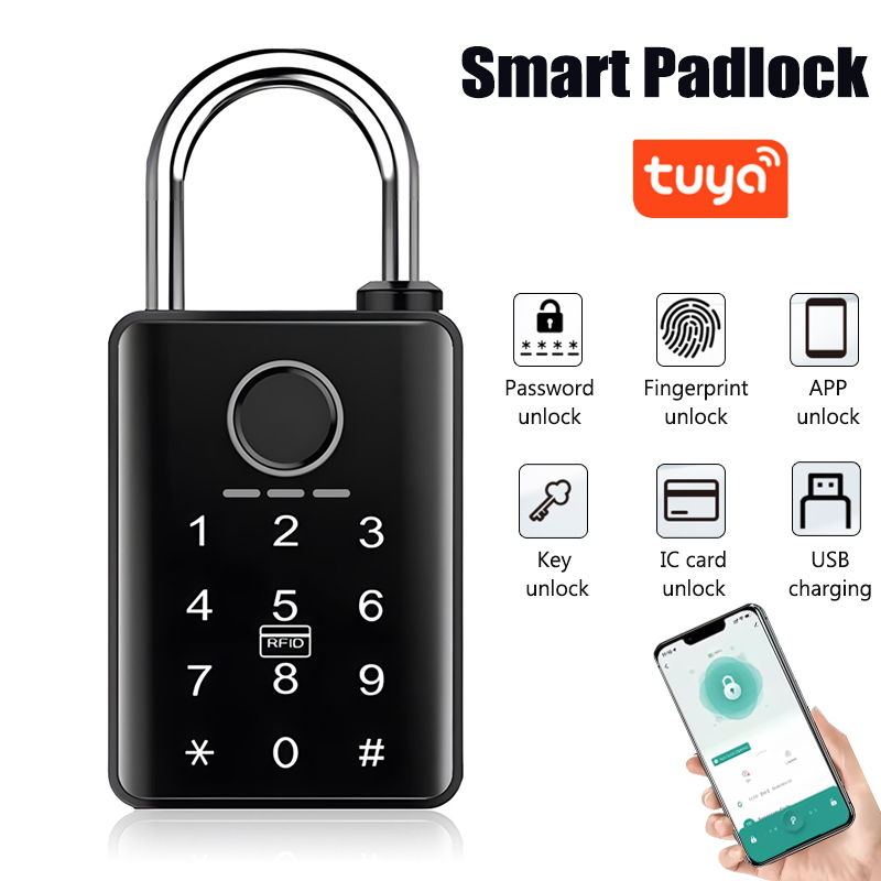 Smart Home Door Lock - กุญแจล็อคประตูอัจฉริยะ Tuya แบบสแกนลายนิ้วมือ รหัสผ่าน แอป คีย์การ์ด