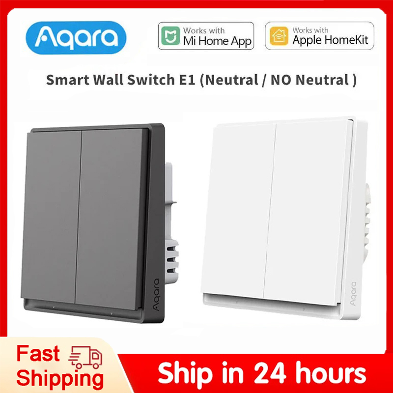 Smart Home Yeelight - สวิตช์ไฟติดผนังอัจฉริยะ aqara ของแท้ E1สวิตช์ไฟไร้สาย ZigBee 3.0ไม่มี/มีสายไฟกลางสำหรับ
