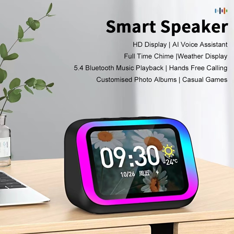 Smart Home Lighting - ลำโพงบลูทูธพร้อมผู้ช่วยเสียง AI ไฟ RGB นาฬิกาปลุก หน้าจอ