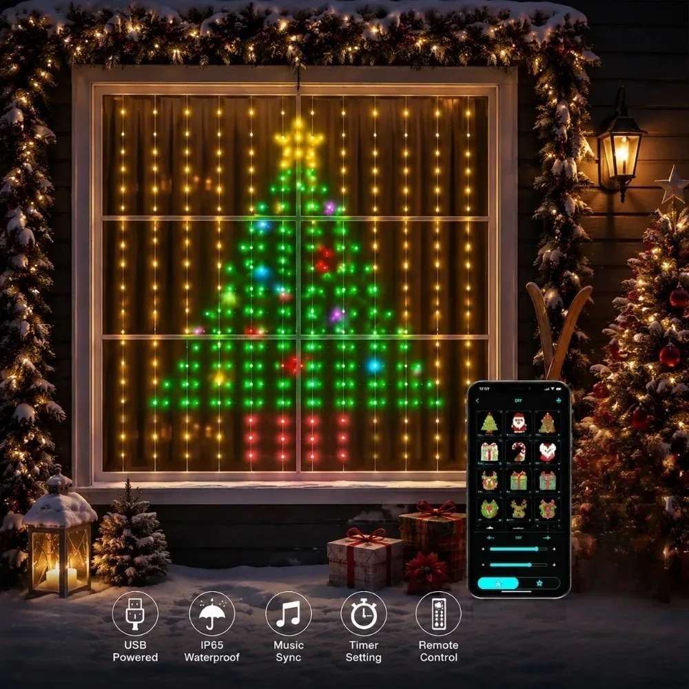 Smart Home Lighting - ไฟม่าน LED พิกเซล ควบคุมผ่านแอปพลิเคชันบลูทูธ ไฟสาย RGB