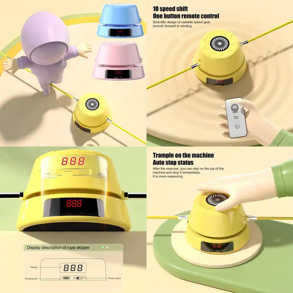 Smart Home Controller - WAP01 เครื่องกระโดดเชือกไฟฟ้าอัจฉริยะ พร้อมระบบนับจำนวนครั้งกระโดด ควบคุมด้วยรีโมท หน้าจอ LED