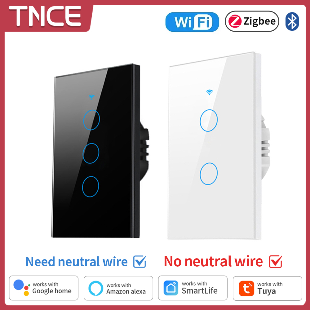 Smart Home Lighting - Tnce Tuya สวิตช์ไฟอัจฉริยะ wifi/zigbee, สายกลาง/ไม่มีลวดกลางต้องมีสวิตช์สัมผัสติดผนังทำงานร่วมกับ Alexa,