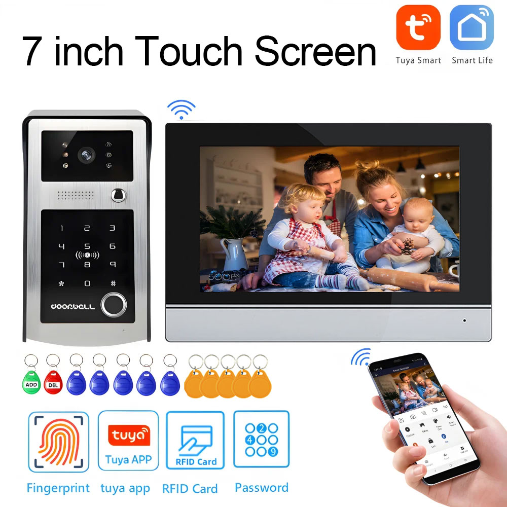 Smart Home Video Doorbell App - วิดีโอออดด์อินเตอร์คอมอัจฉริยะ Wifi Tuya หน้าจอสัมผัส 7 นิ้ว