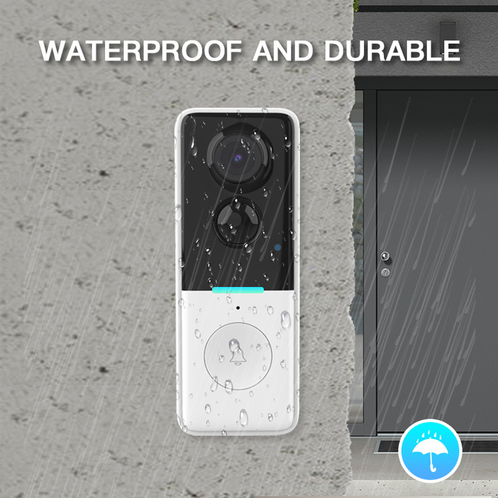 Smart Home Video Doorbell App - กล้องวงจรปิดอัจฉริยะสำหรับประตูบ้าน ควบคุมผ่านแอป TY พร้อมระบบมองเห็นกลางคืนด้วยอินฟราเรด ชาร์จไฟได้ วิดีโออินเตอร์คอม