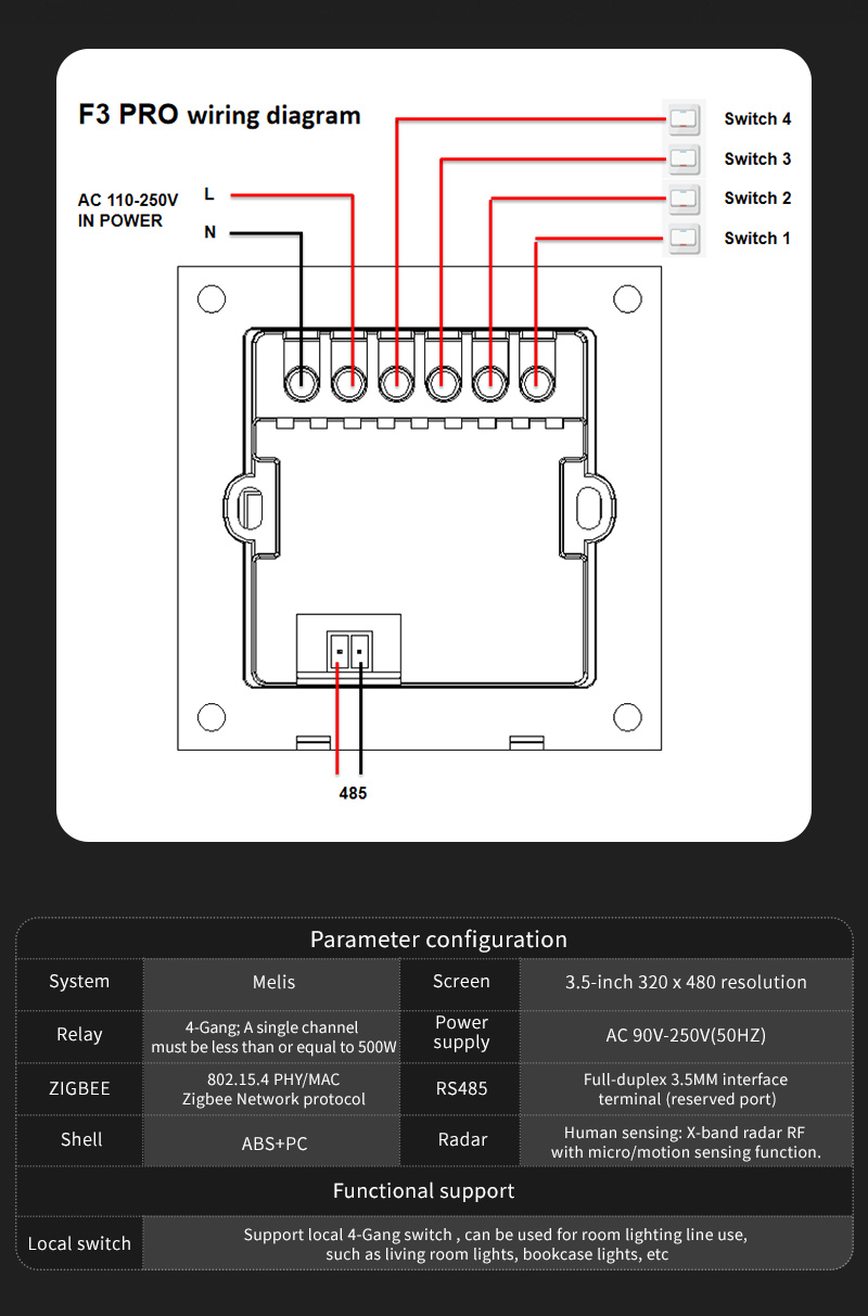 สวิตช์อัจฉริยะ F3 Pro หน้าจอสั - Smart Home Controller บทวิจารณ์และราคา